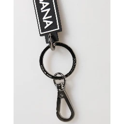 Black White DG Rubber Logo Silver Men's Holder Keyring