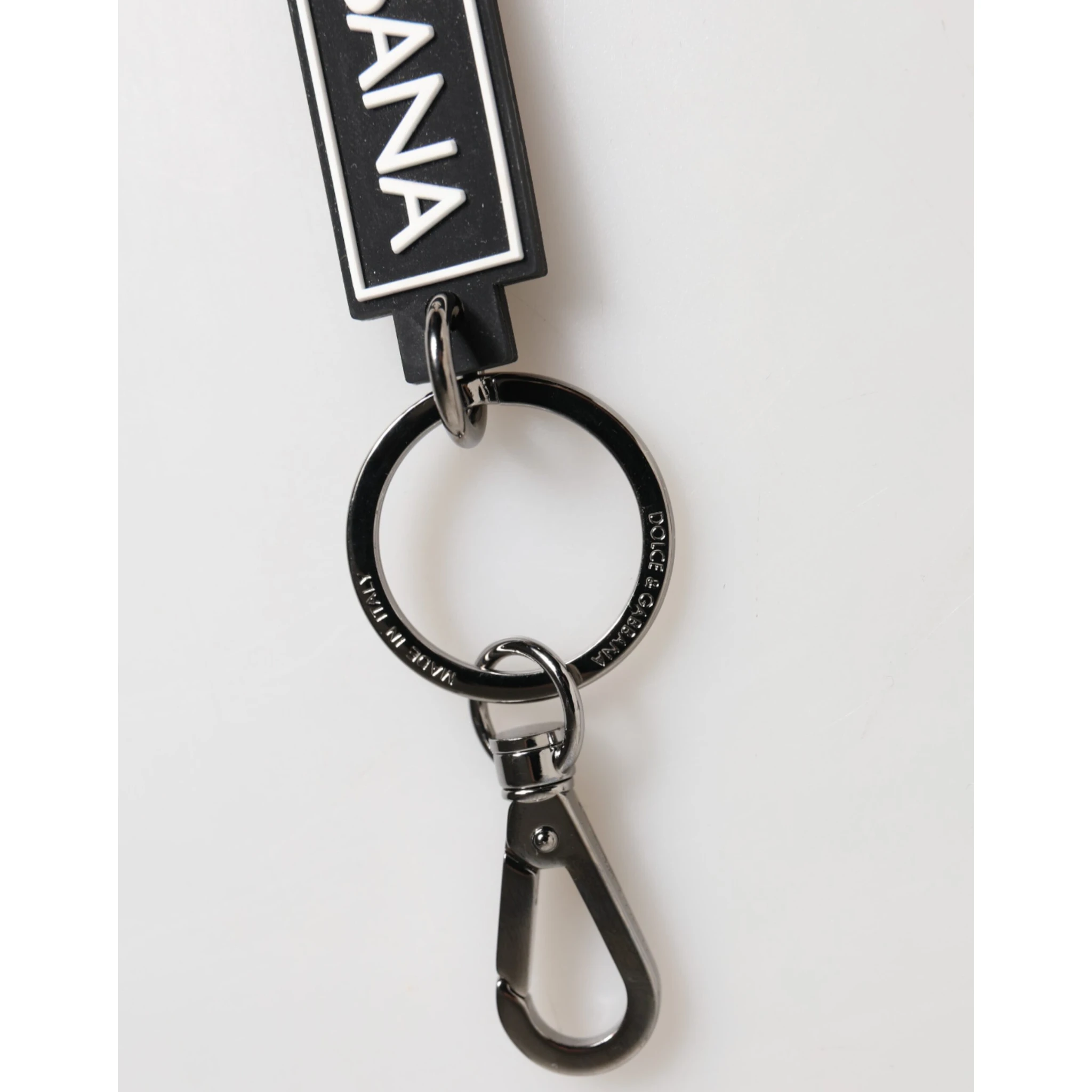 Black White DG Rubber Logo Silver Men's Holder Keyring