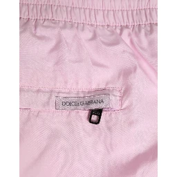 Pink Nylon Logo Side Stripe Beachwear Men Swimwear