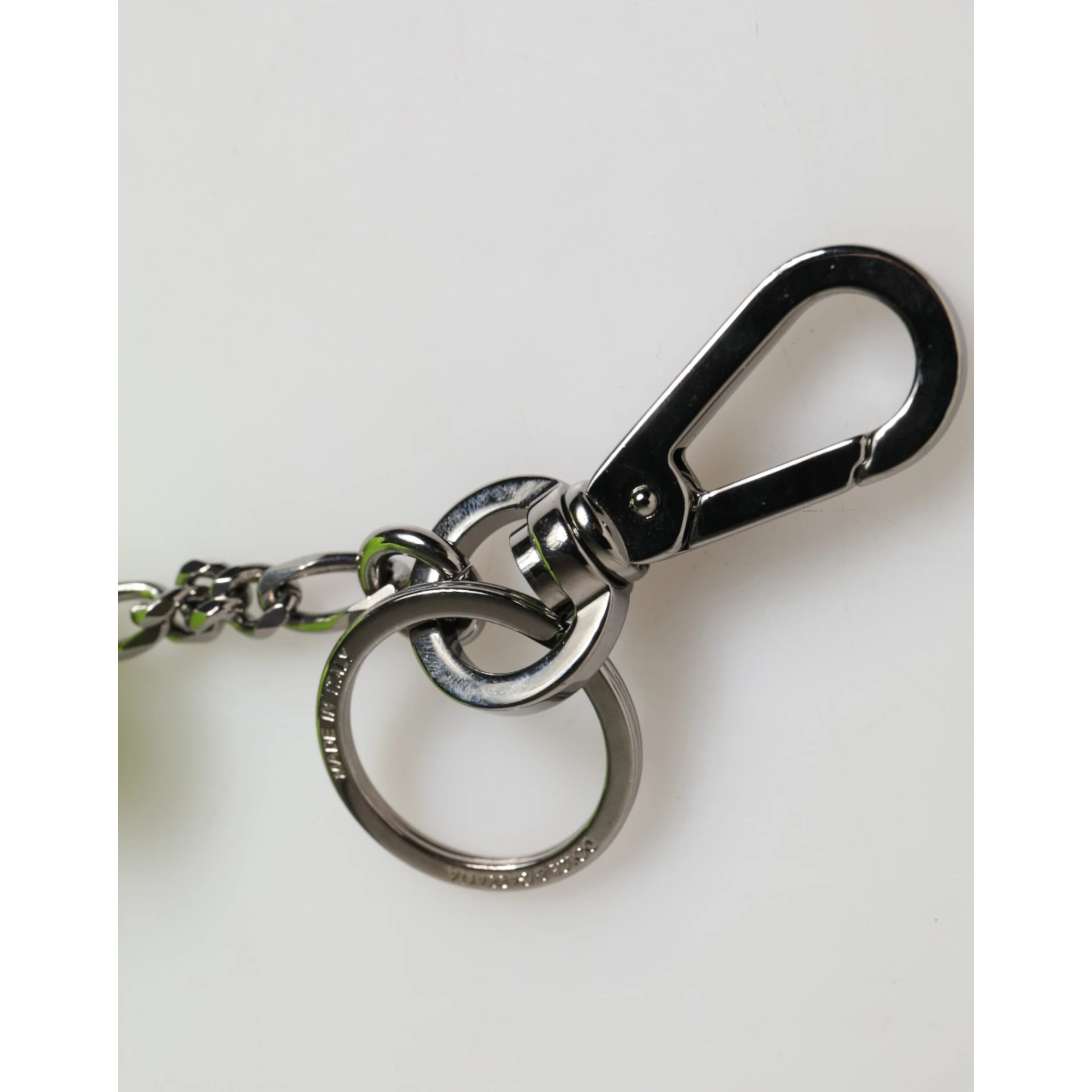 Neon Green Bear Embroidered Logo Men Keychain Clasp Keyring