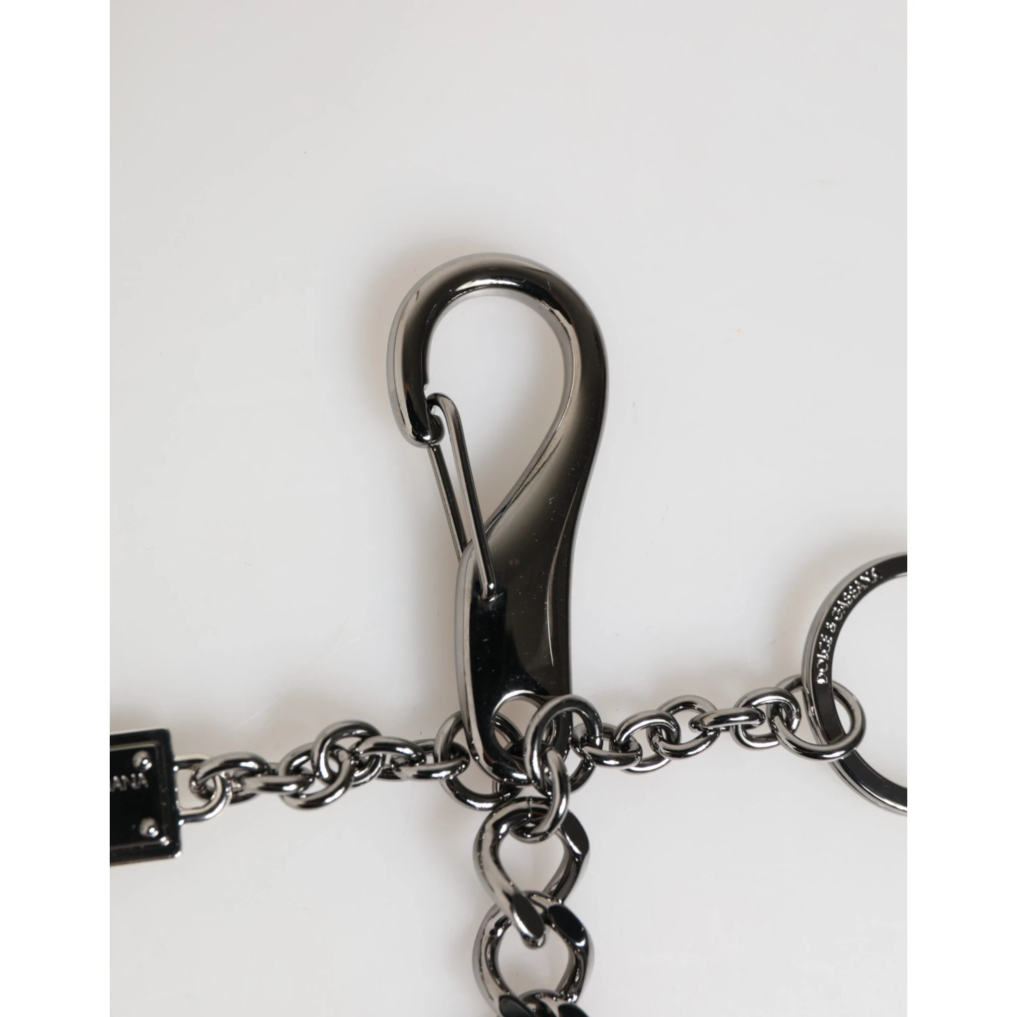 Black Red Military Leather Patch DG Logo Keychain Keyring