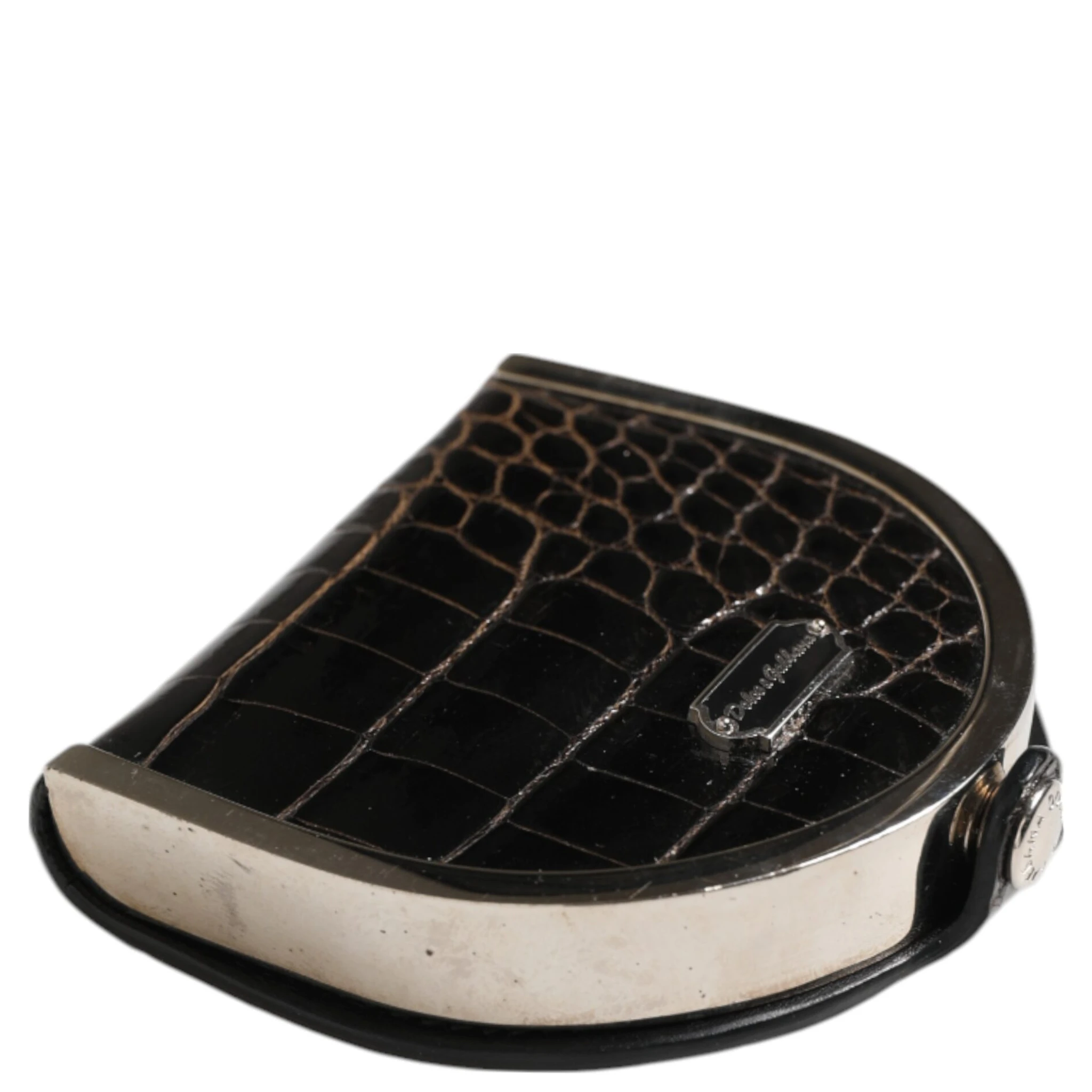 Black Polished Crocodile Leather Mens Coin Purse Wallet