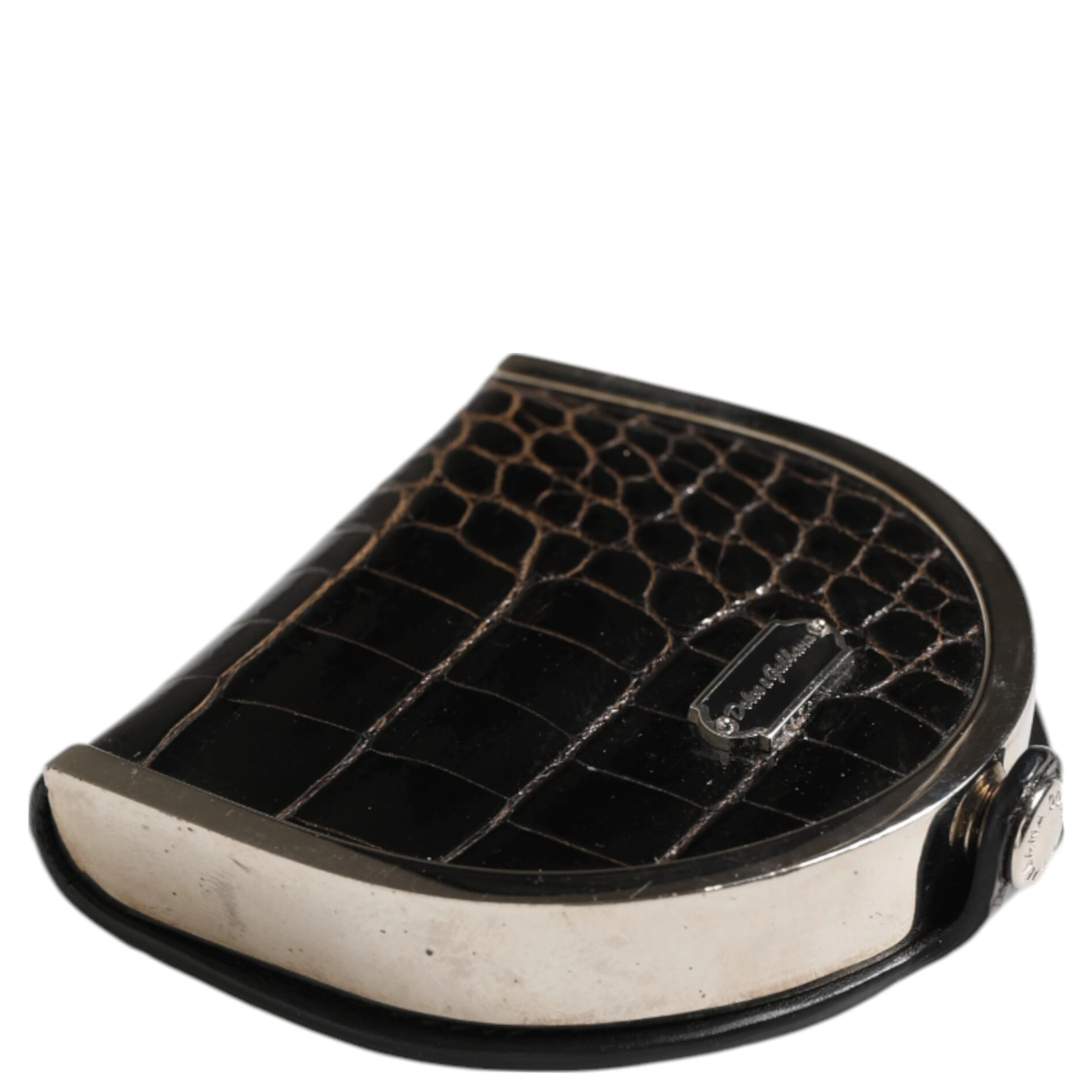 Black Polished Crocodile Leather Mens Coin Purse Wallet