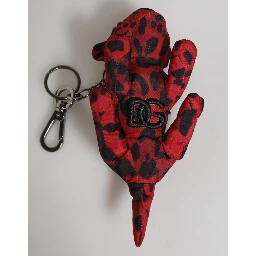 Red Black Polyester Animal Silhouette Bag Keychain Keyring