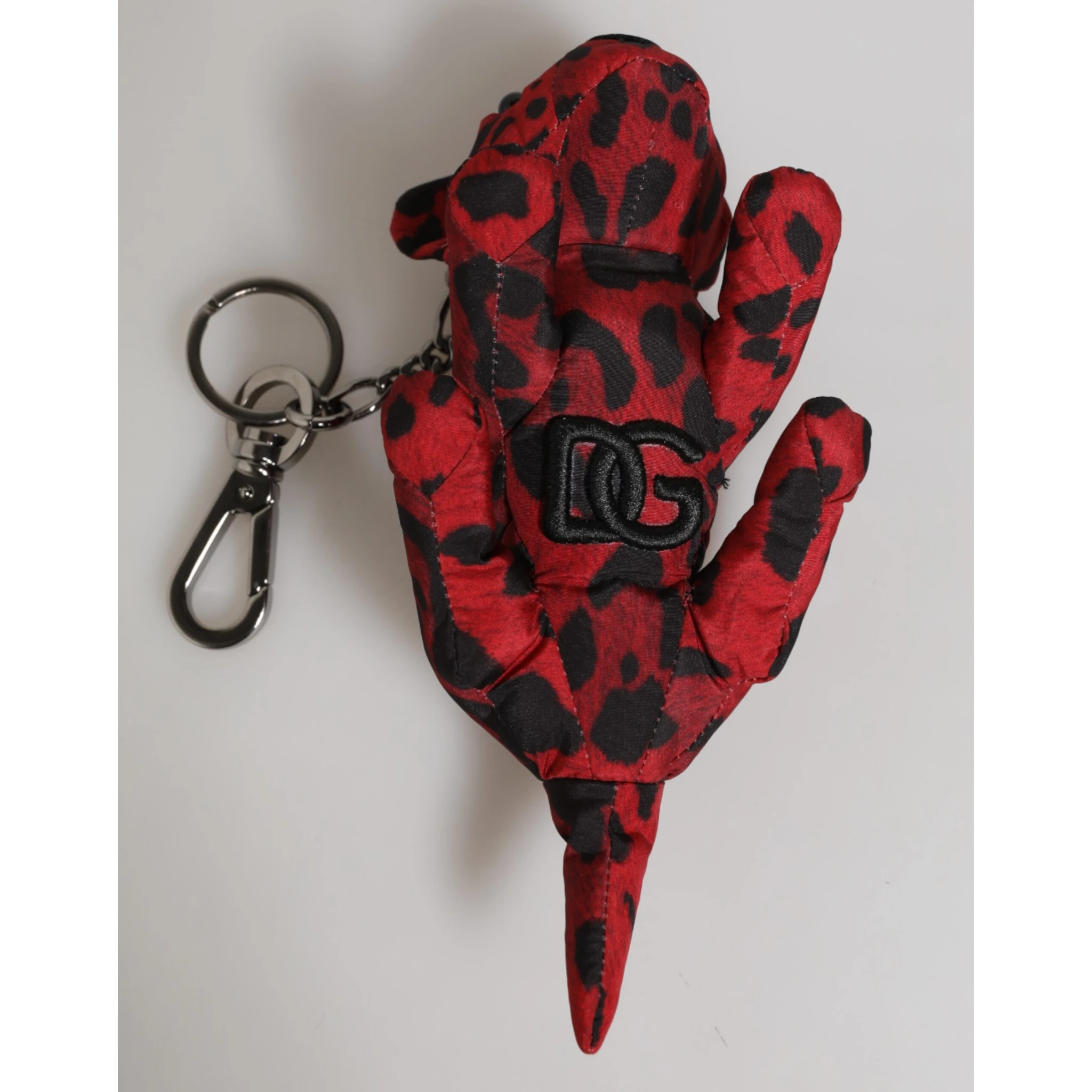 Red Black Polyester Animal Silhouette Bag Keychain Keyring