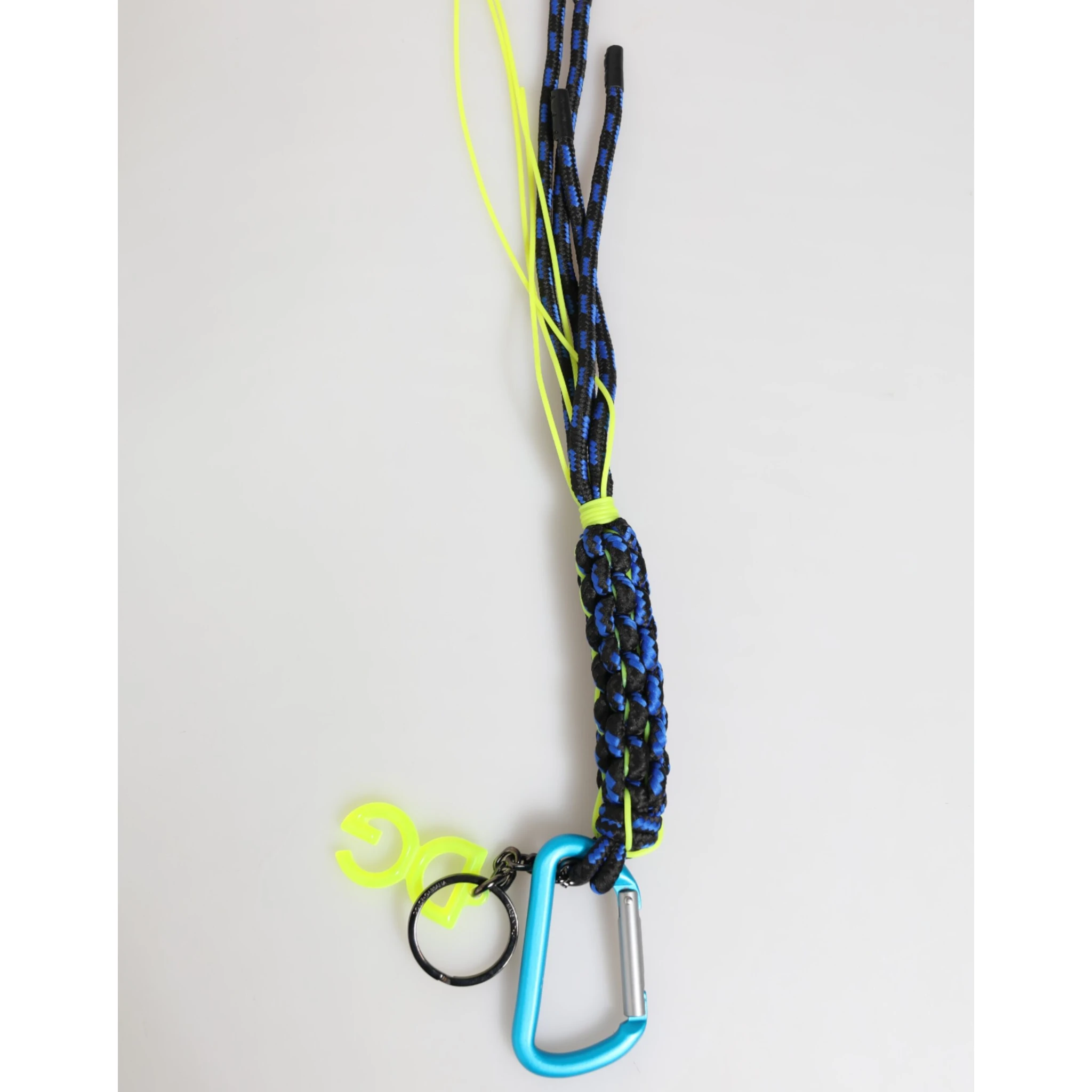 Blue Yellow Leather Tape String DG Logo Keychain Keyring