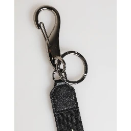 Black White Polyester DG Logo Silver Men Keychain Keyring