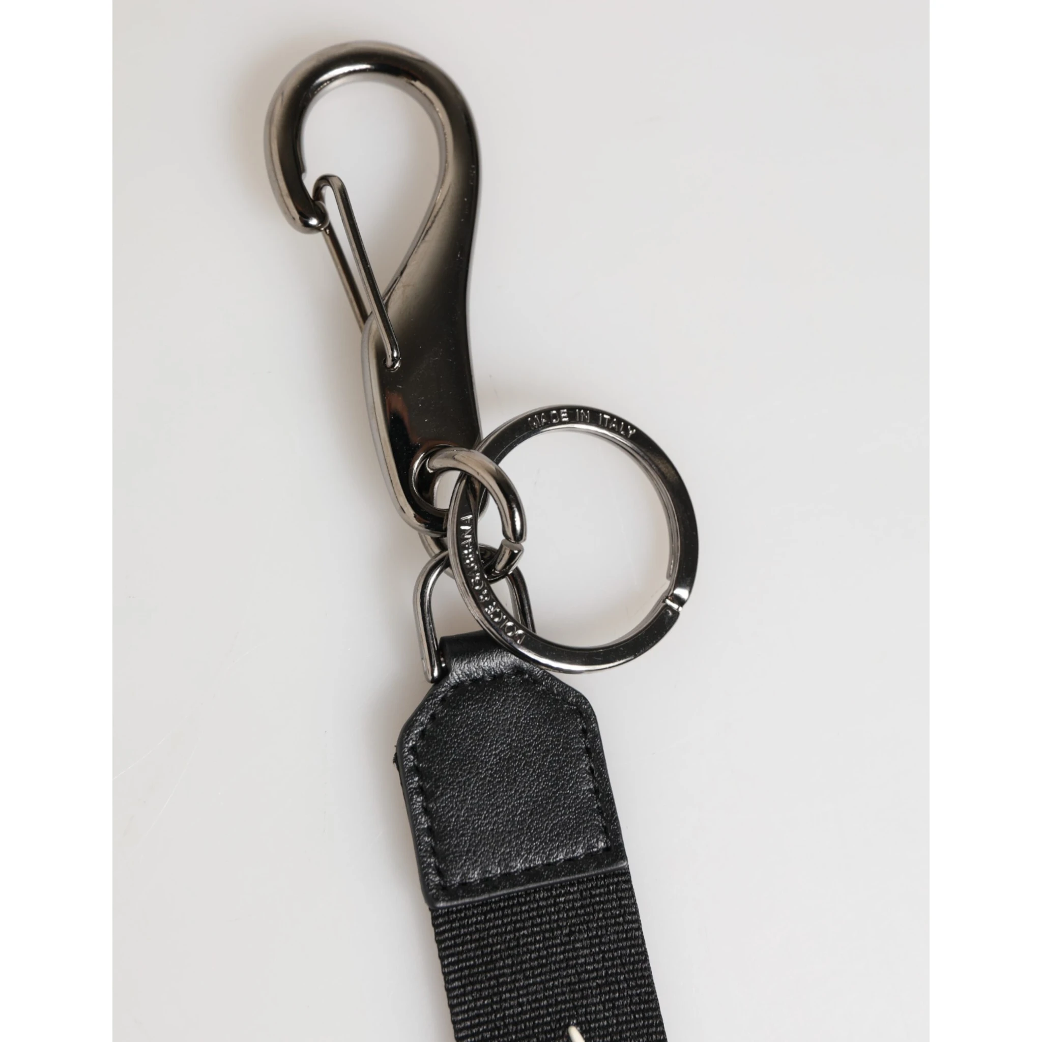 Black White Polyester DG Logo Silver Men Keychain Keyring