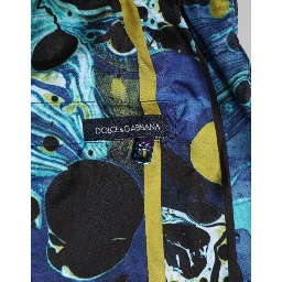 Blue Marble Print Logo Men Boxer Short Swimwear
