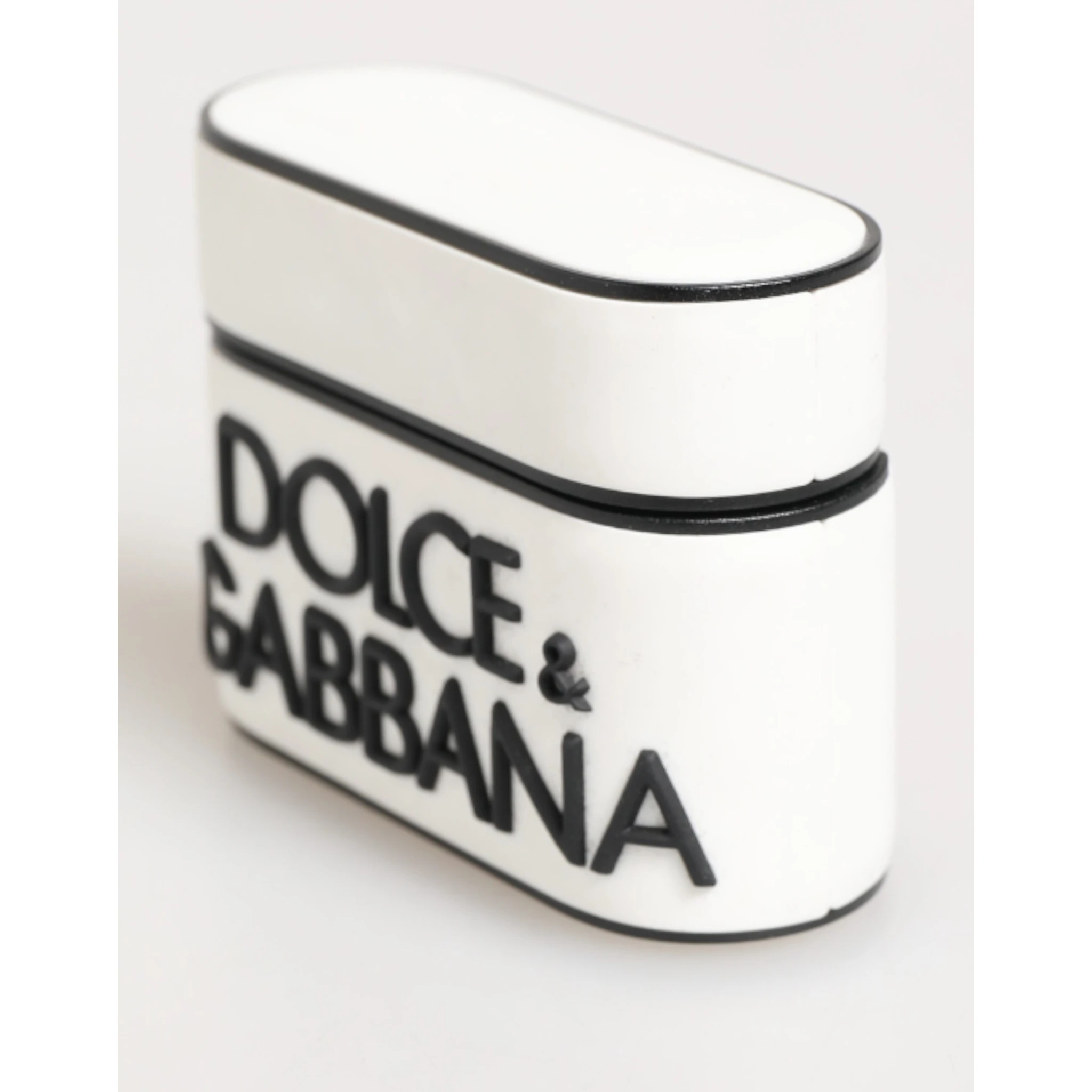White Black Rubber Logo Embossed Accessory Airpods Case