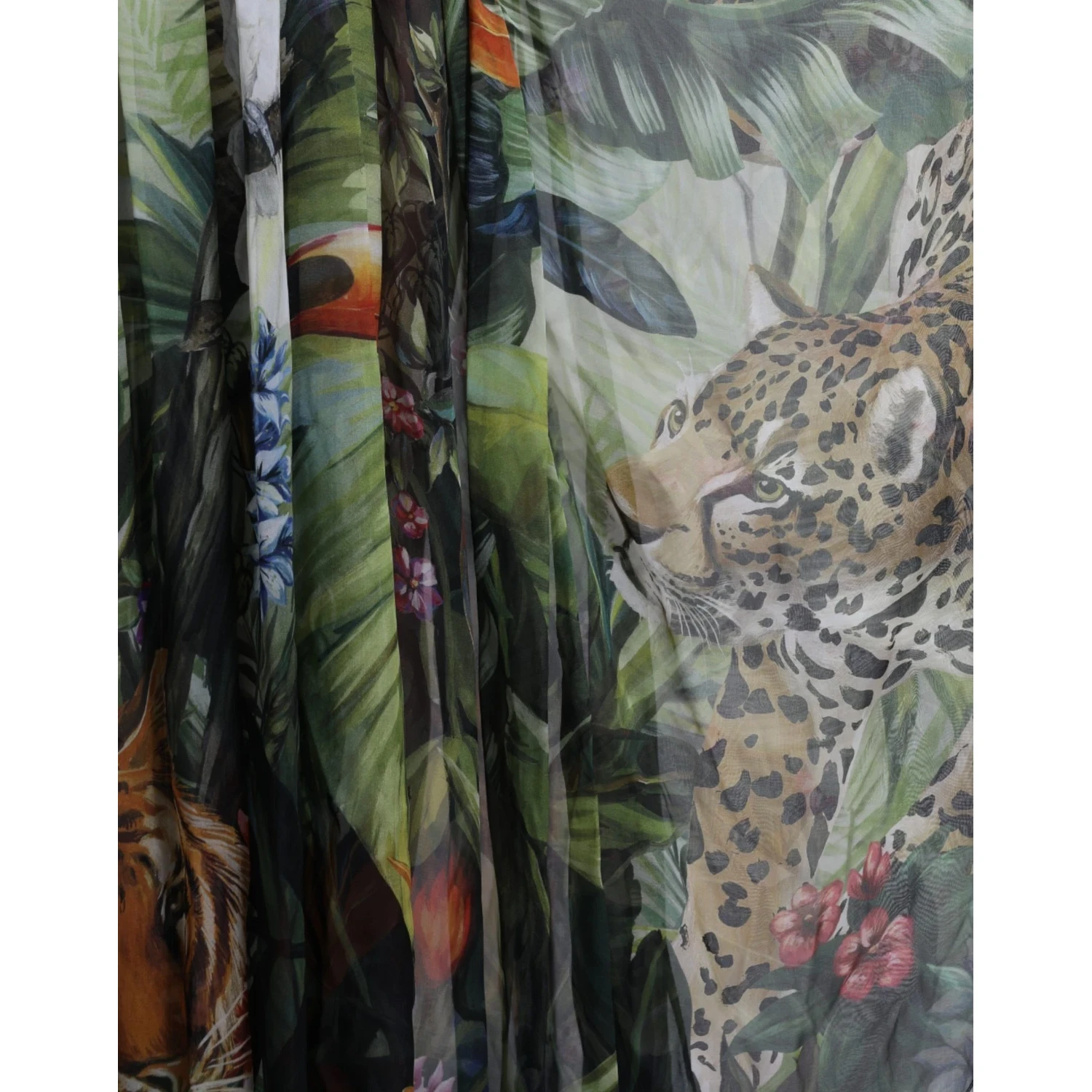 Multicolor Silk Jungle Print Women Maxi Dress