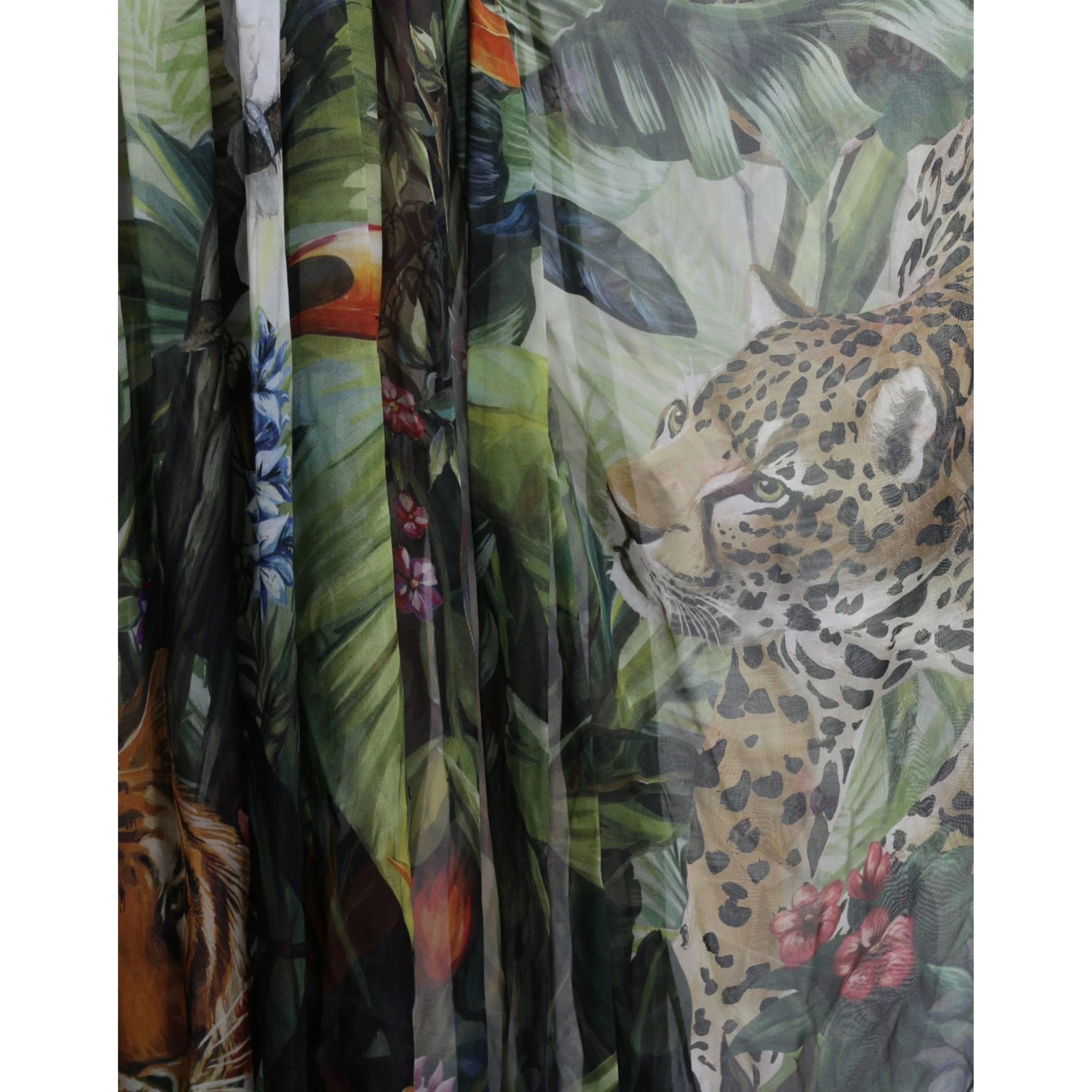 Multicolor Silk Jungle Print Women Maxi Dress