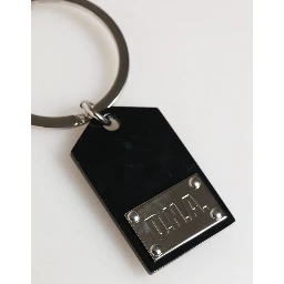 Black Sint Glass Plaque DG Logo Metal PlateKeychain Keyring