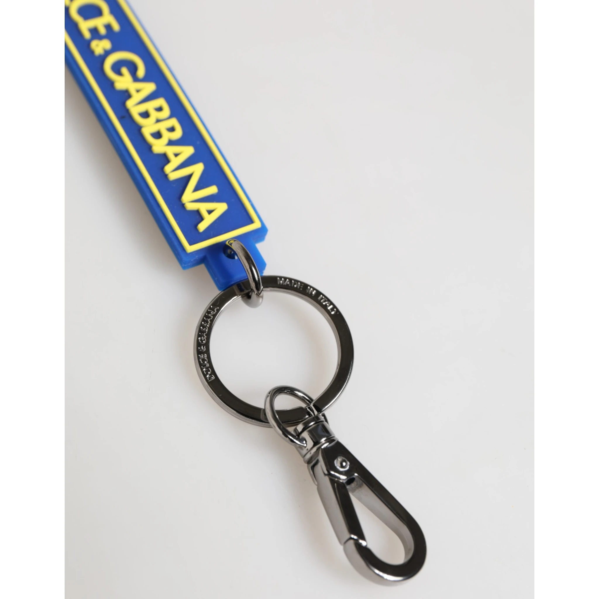 Blue Yellow DG Rubber Logo Silver Men's Holder Keyring
