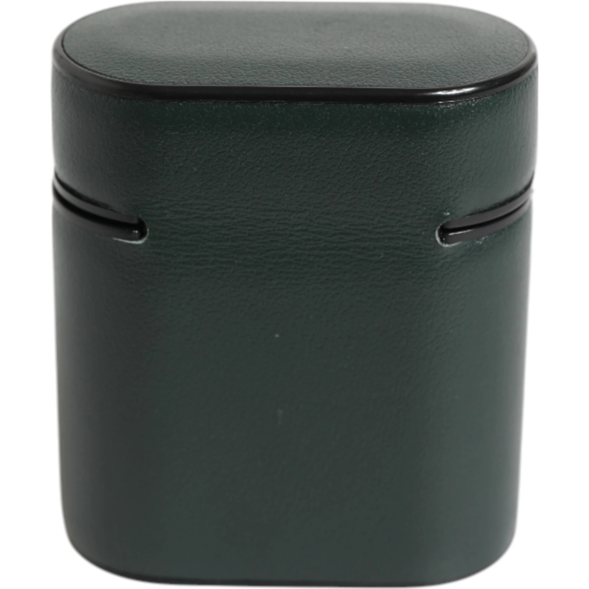 Army Green Calfskin Leather Logo Flip Holder Airpods Case