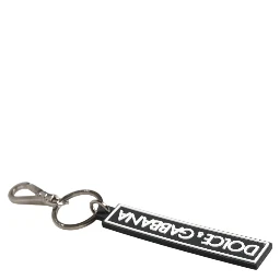 Black White DG Rubber Logo Silver Men's Holder Keyring