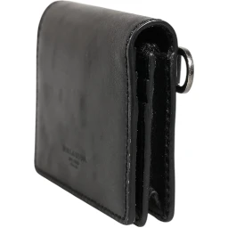 Black Leather Bifold Card Holder Mens Coin Purse Key Clip Wallet