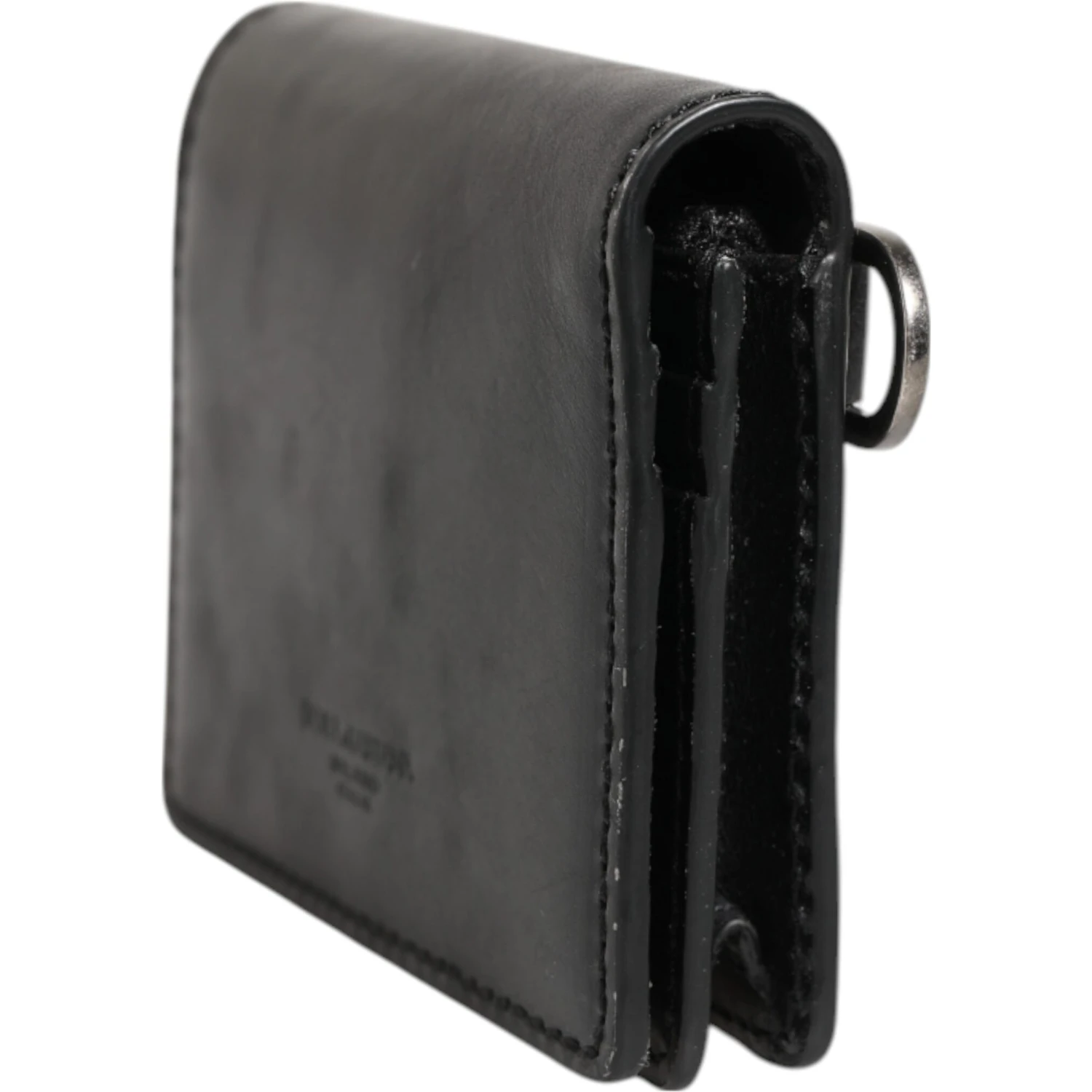 Black Leather Bifold Card Holder Mens Coin Purse Key Clip Wallet
