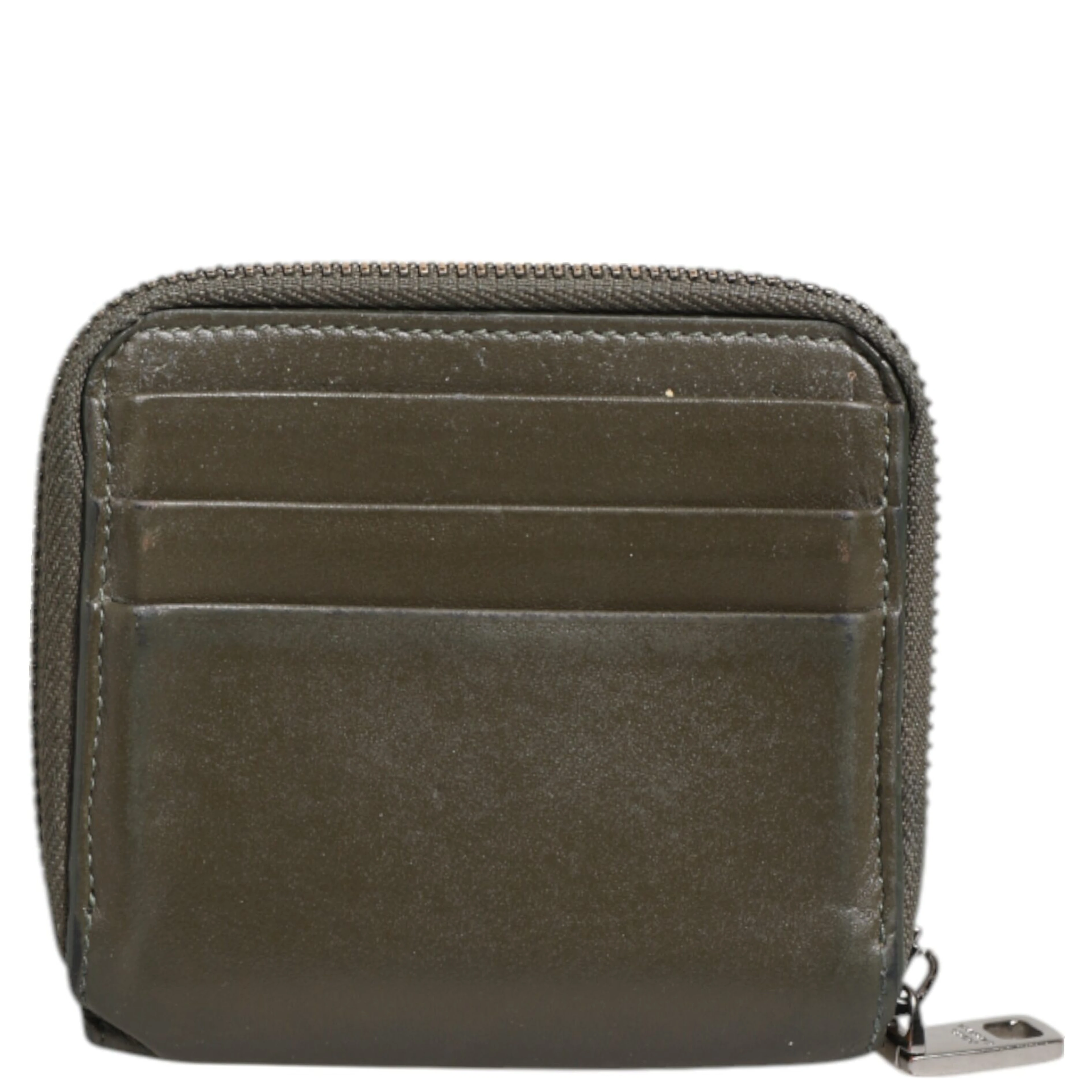 Military Green Leather Logo Plaque Card Holder Coin Purse Wallet
