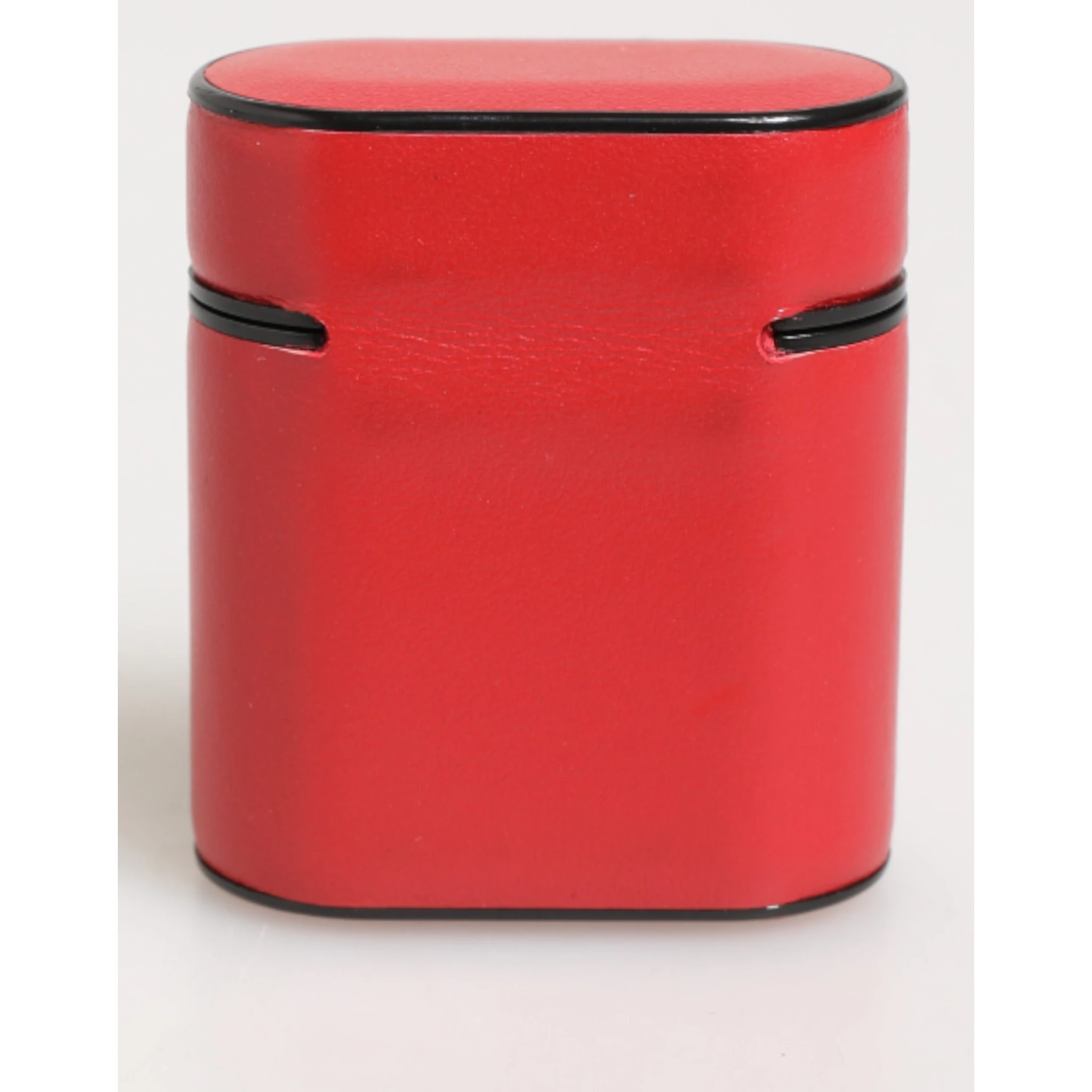 Red White Calfskin Leather Logo Flip Holder Airpods Case