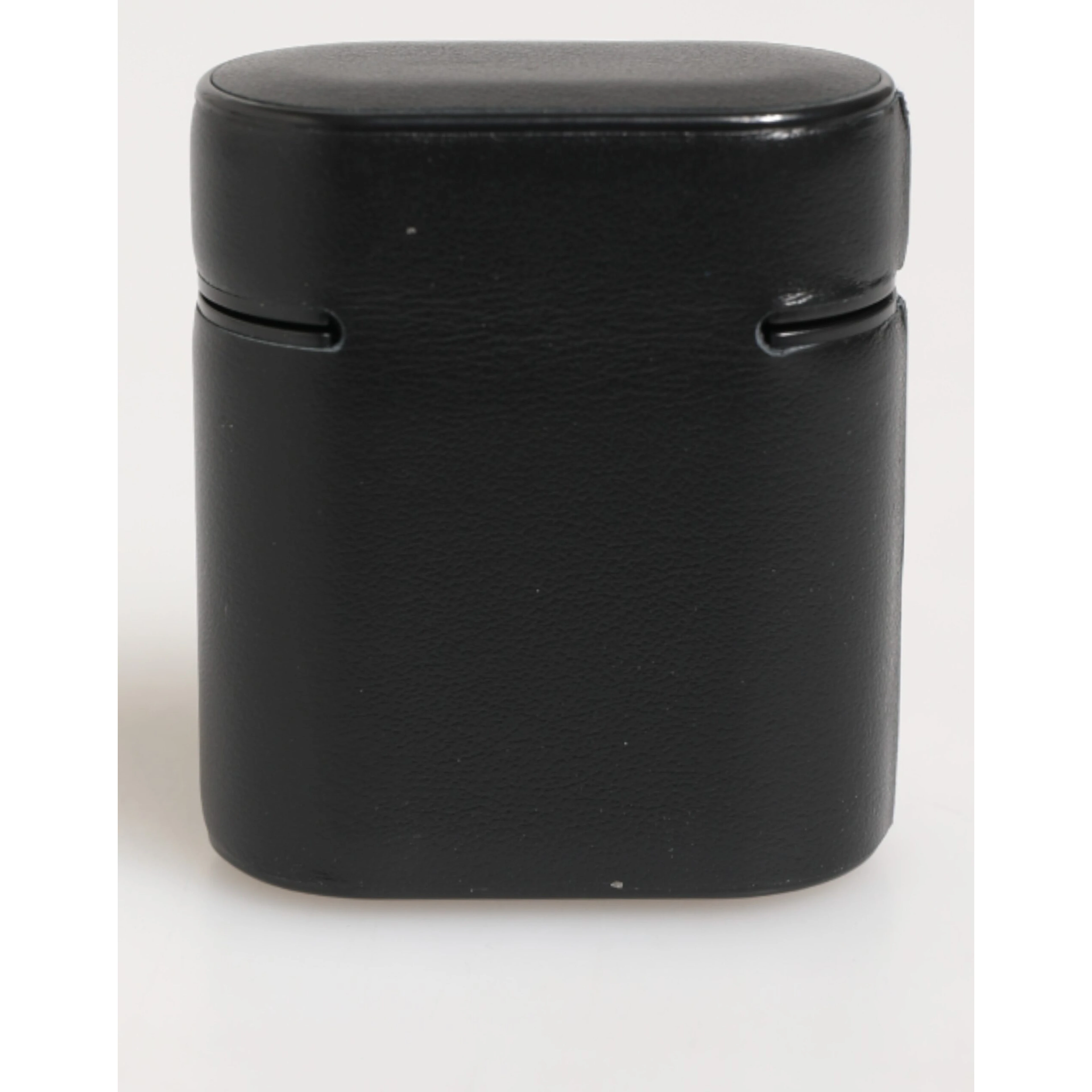 Black Calfskin Leather Logo Print Flip Holder Airpods Case