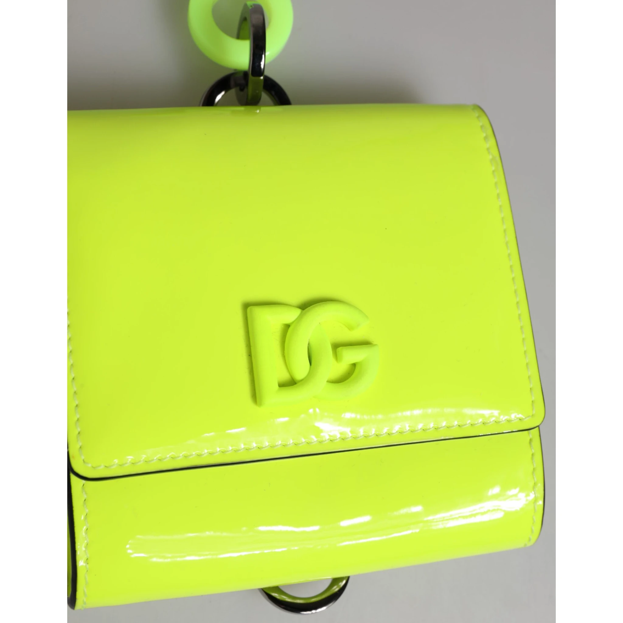 Yellow Green Bifold DG Logo Neck Strap Cardholder Wallet