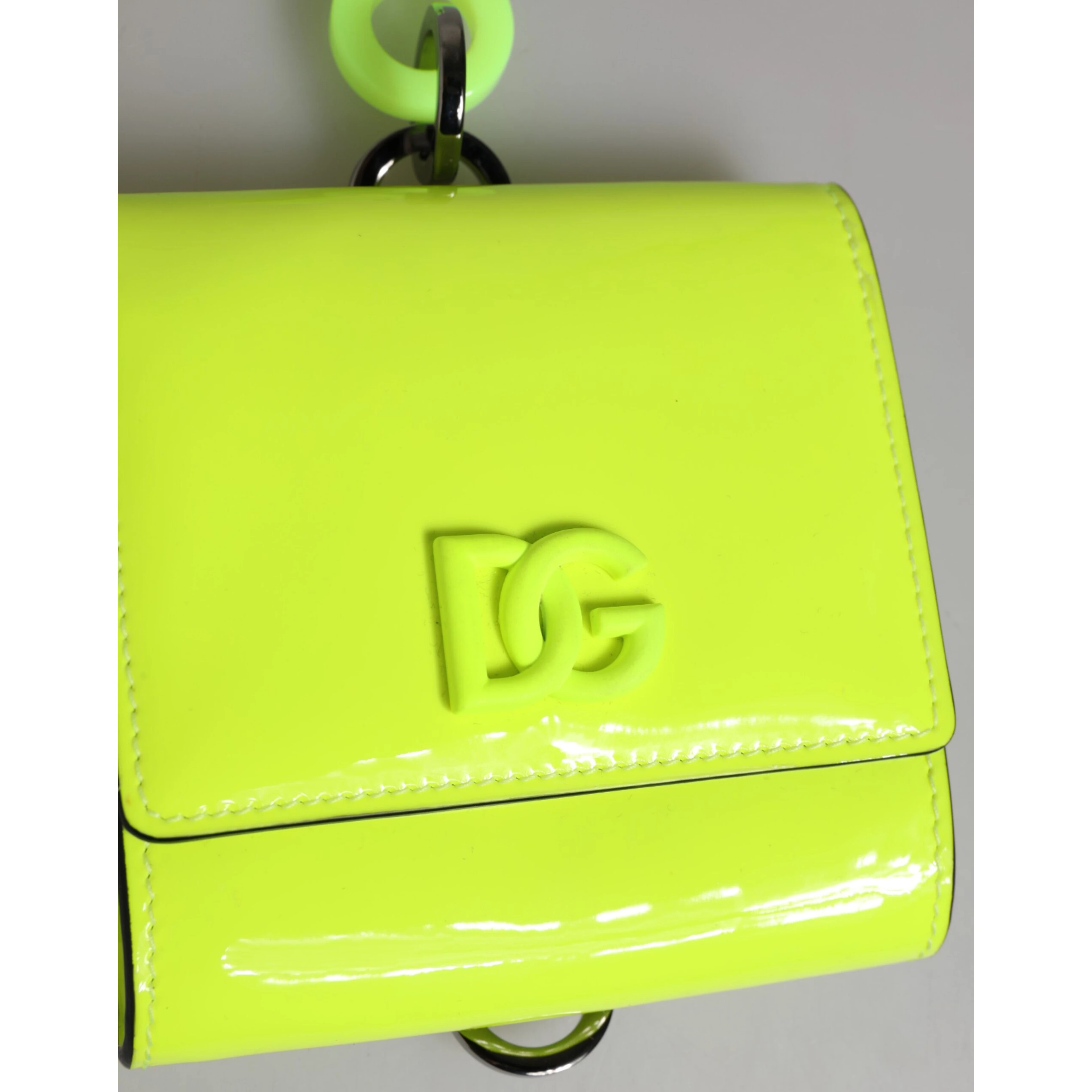 Yellow Green Bifold DG Logo Neck Strap Cardholder Wallet