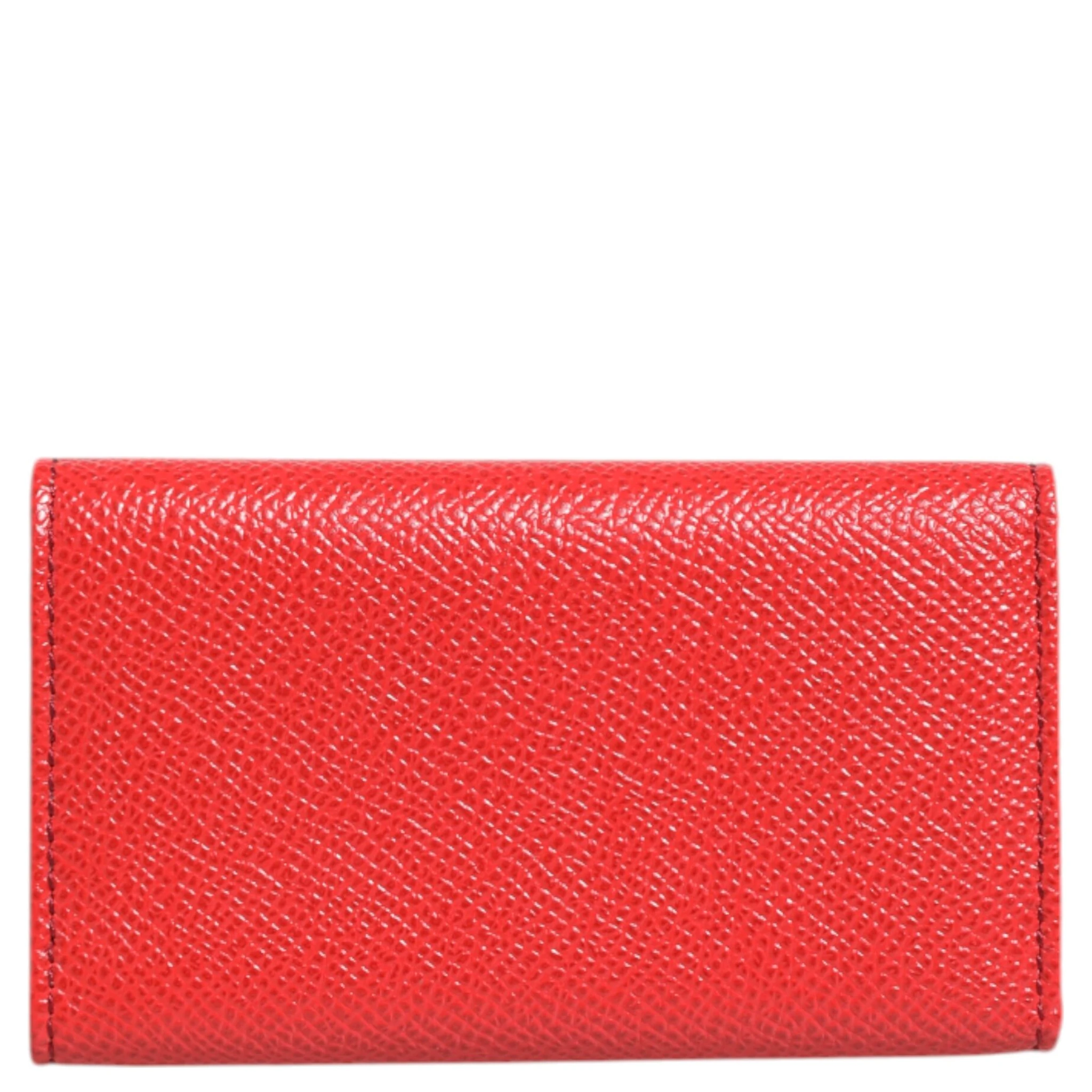 Red Leather Silver Metal Logo Plaque Trifold  Key Holder