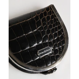 Black Polished Crocodile Leather Mens Coin Purse Wallet