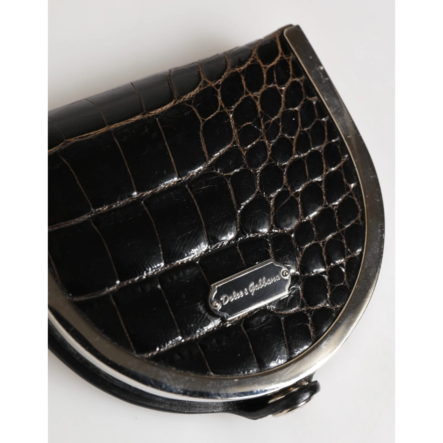 Black Polished Crocodile Leather Mens Coin Purse Wallet