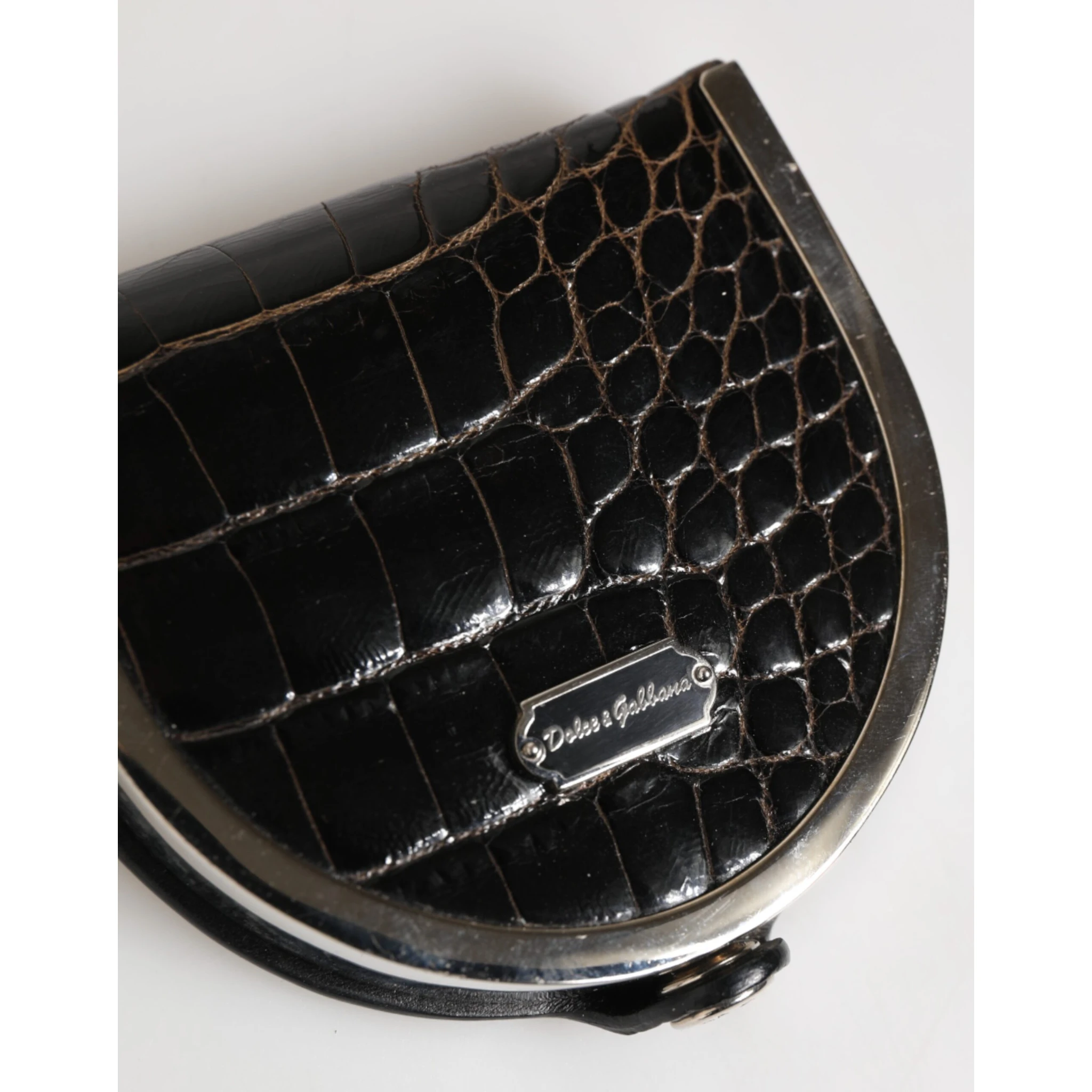 Black Polished Crocodile Leather Mens Coin Purse Wallet