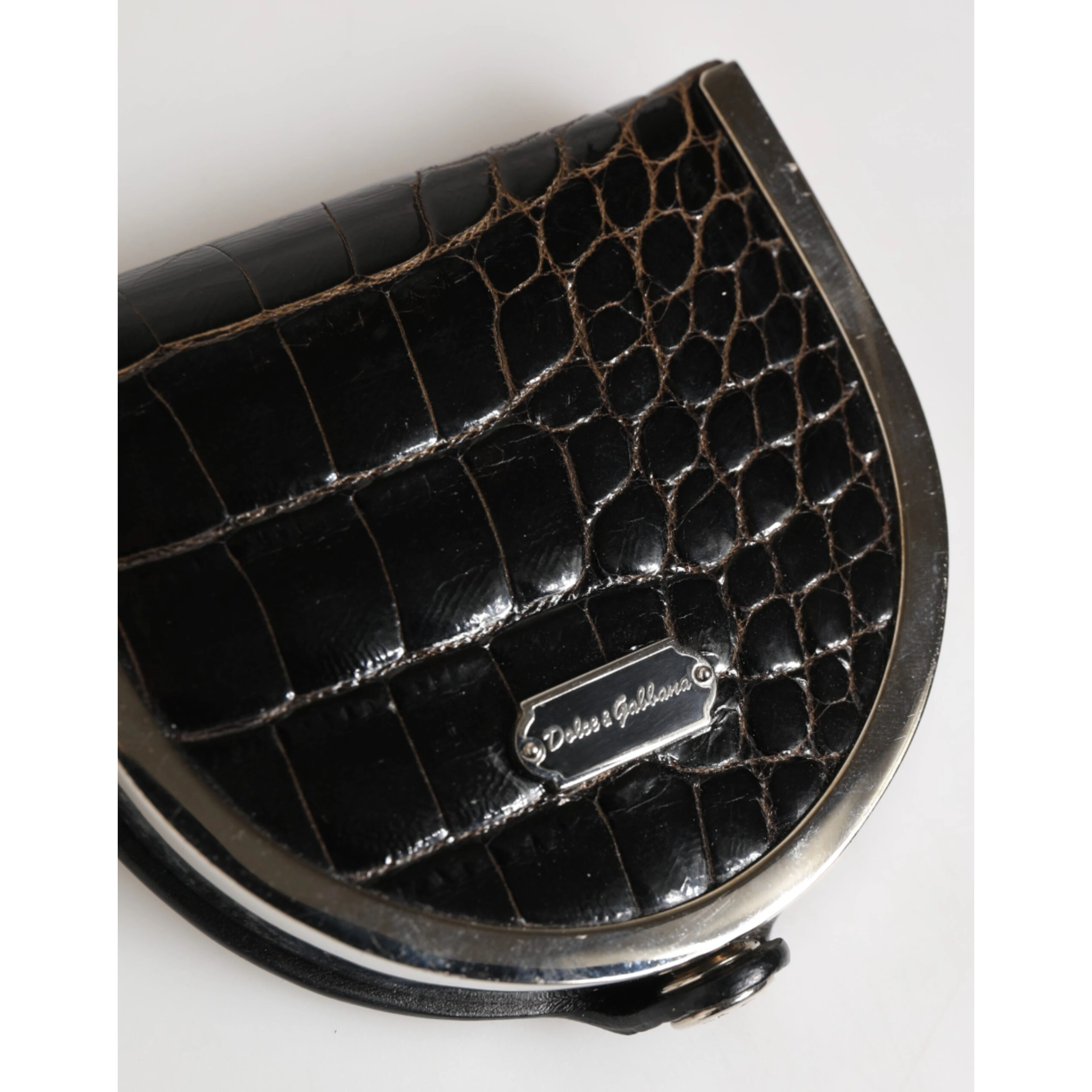 Black Polished Crocodile Leather Mens Coin Purse Wallet