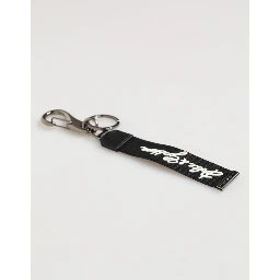 Black White Polyester DG Logo Silver Men Keychain Keyring
