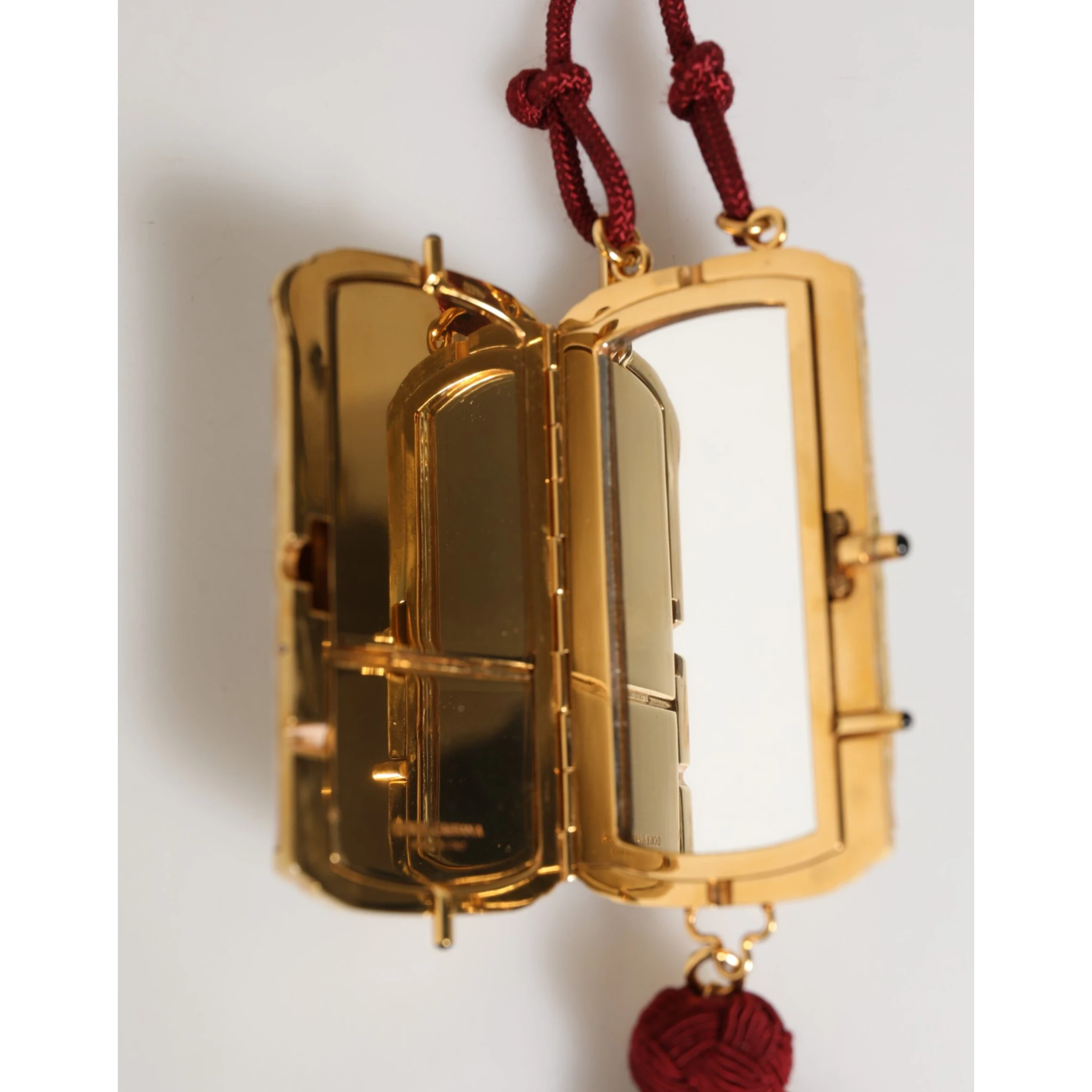 White Resin Gold Metal Crossbody Mini Purse Pendant Bag