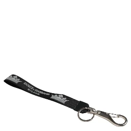 Black Silver Nylon DG Crown Men's Holder Keychain Keyring