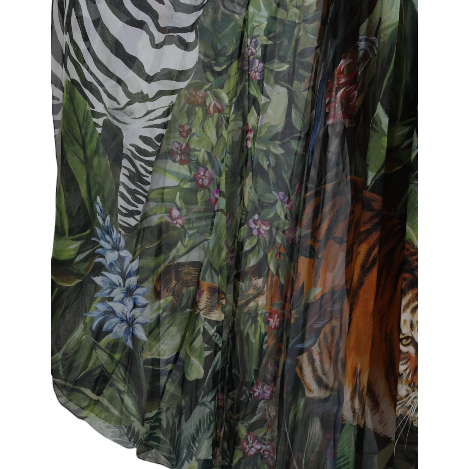 Multicolor Silk Jungle Print Women Maxi Dress