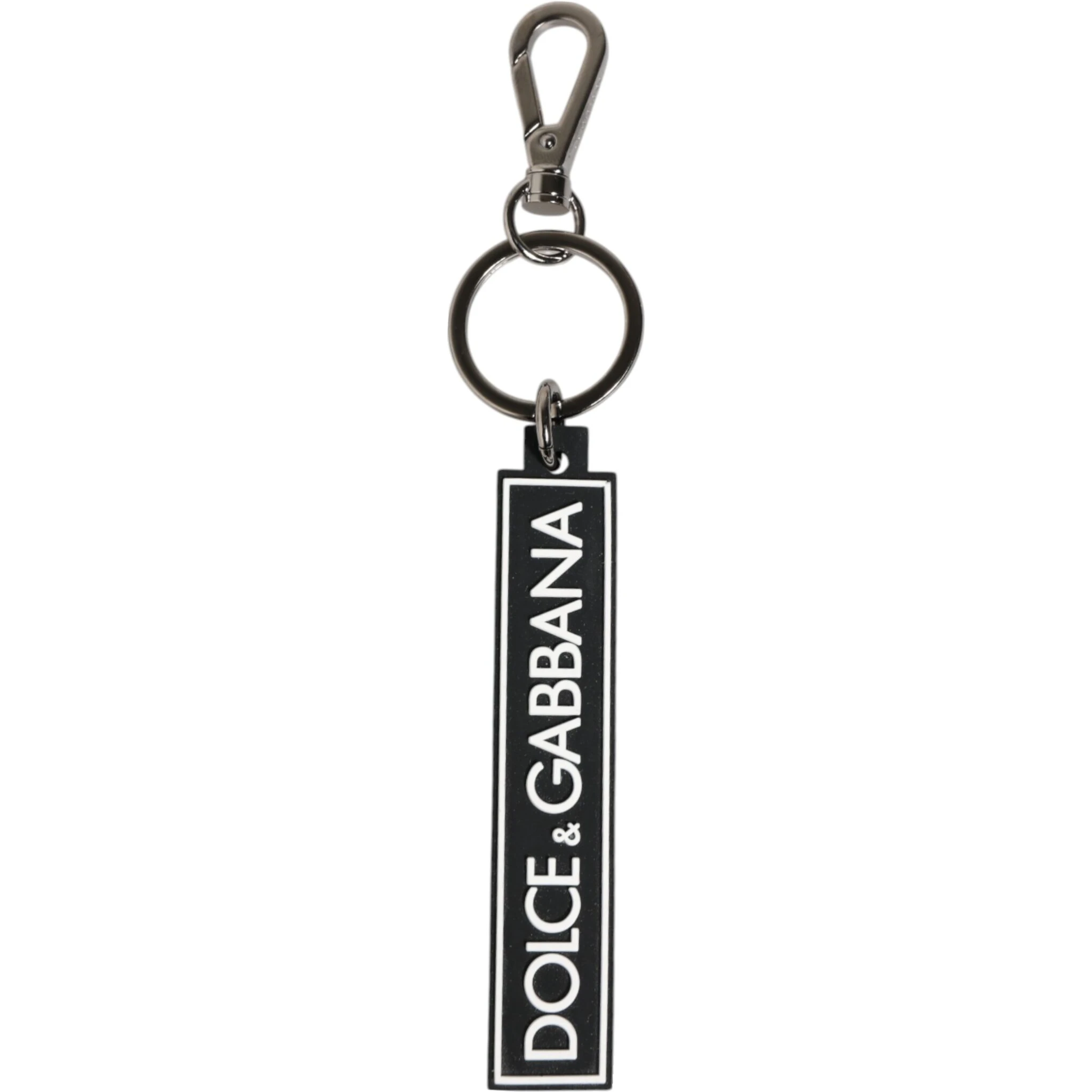 Black White DG Rubber Logo Silver Men's Holder Keyring