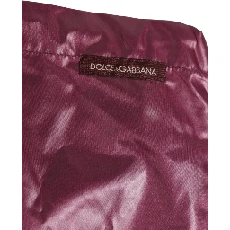 Burgundy Polyester Logo Embossed Crest Swimwear
