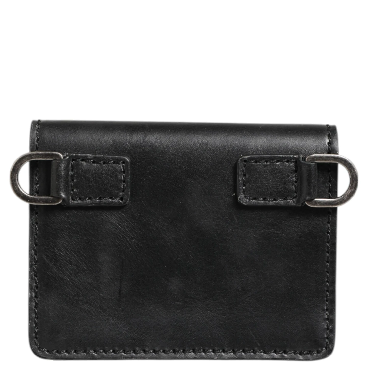 Black Leather Bifold Card Holder Mens Coin Purse Key Clip Wallet