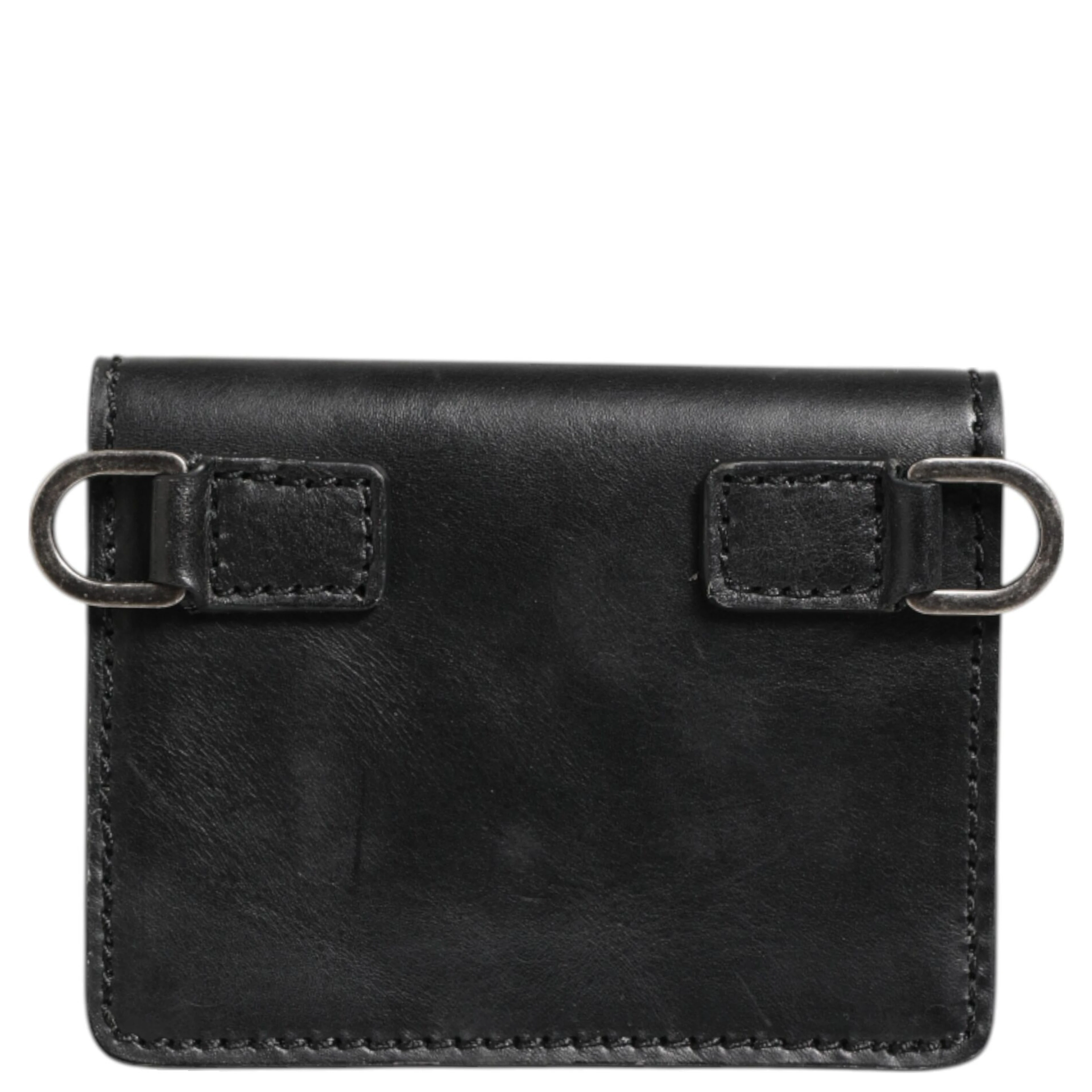 Black Leather Bifold Card Holder Mens Coin Purse Key Clip Wallet