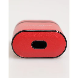 Red White Calfskin Leather Logo Flip Holder Airpods Case
