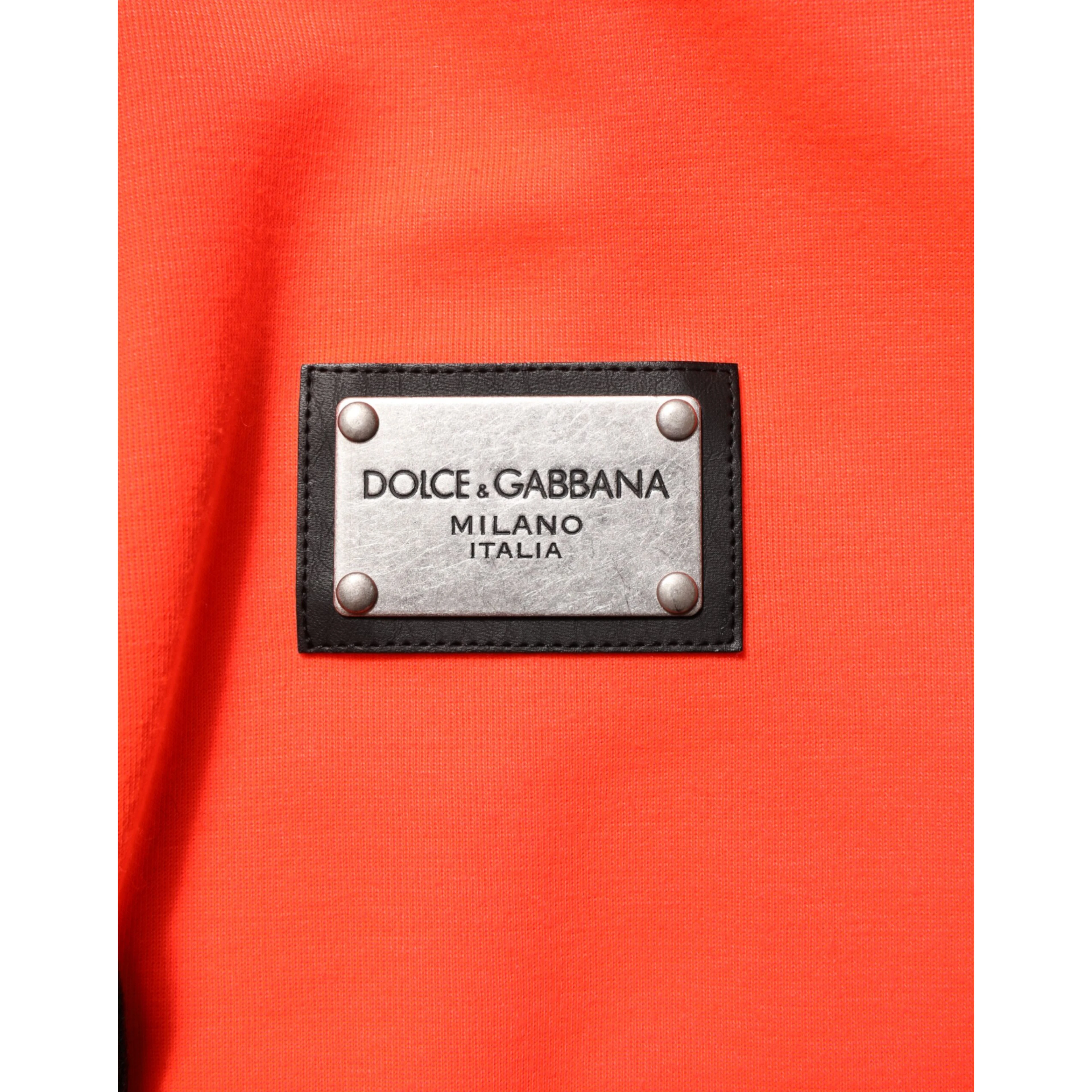 Red Fluorescent Polyester Logo Patch Hoodie Sweater