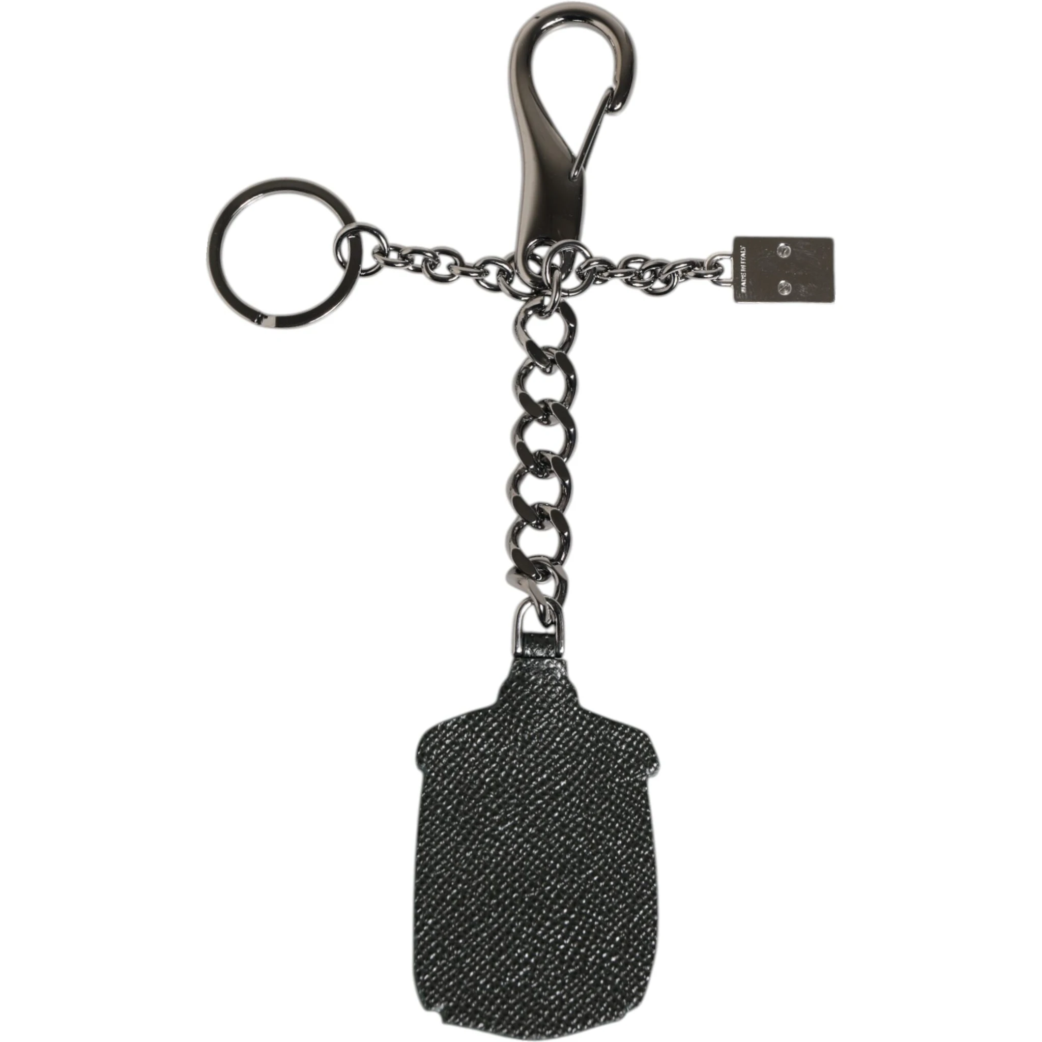 Black Red Military Leather Patch DG Logo Keychain Keyring