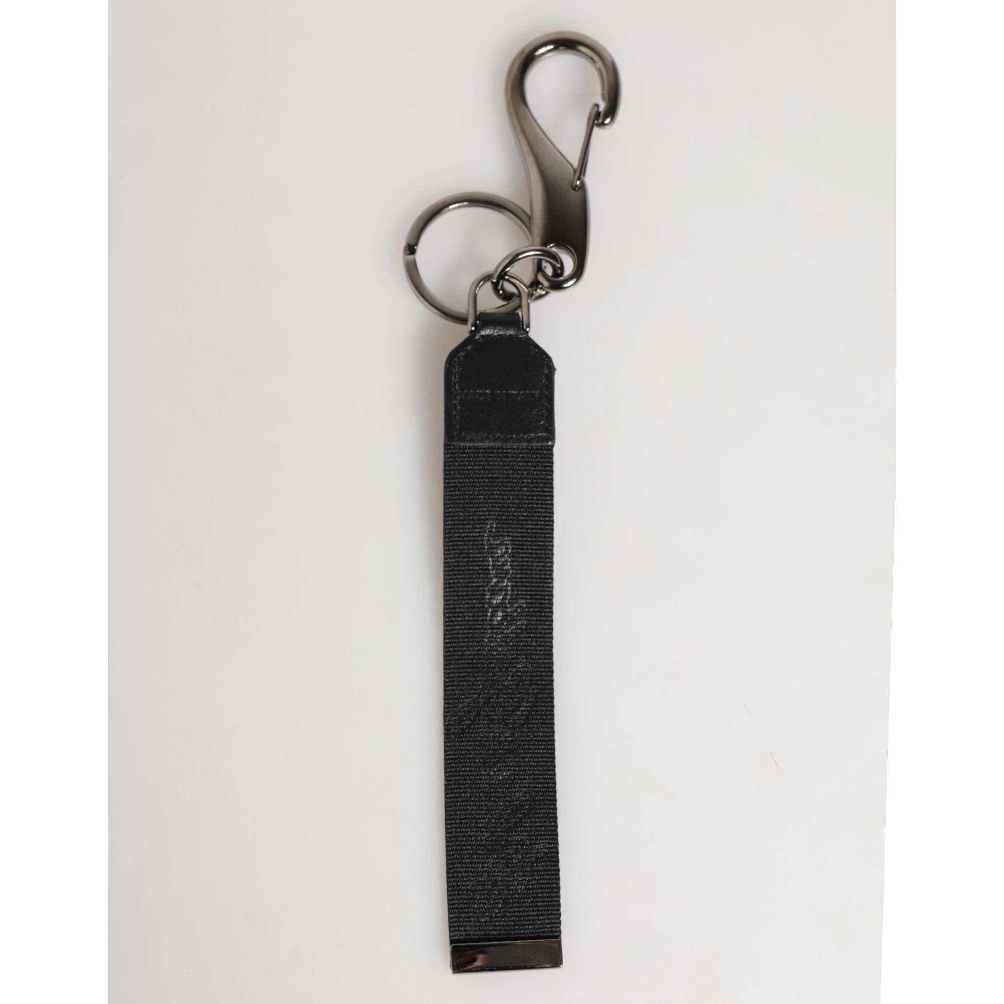 Black White Polyester DG Logo Silver Men Keychain Keyring