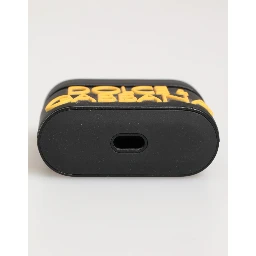 Black Yellow Rubber Logo Embossed Accessory Airpods Case
