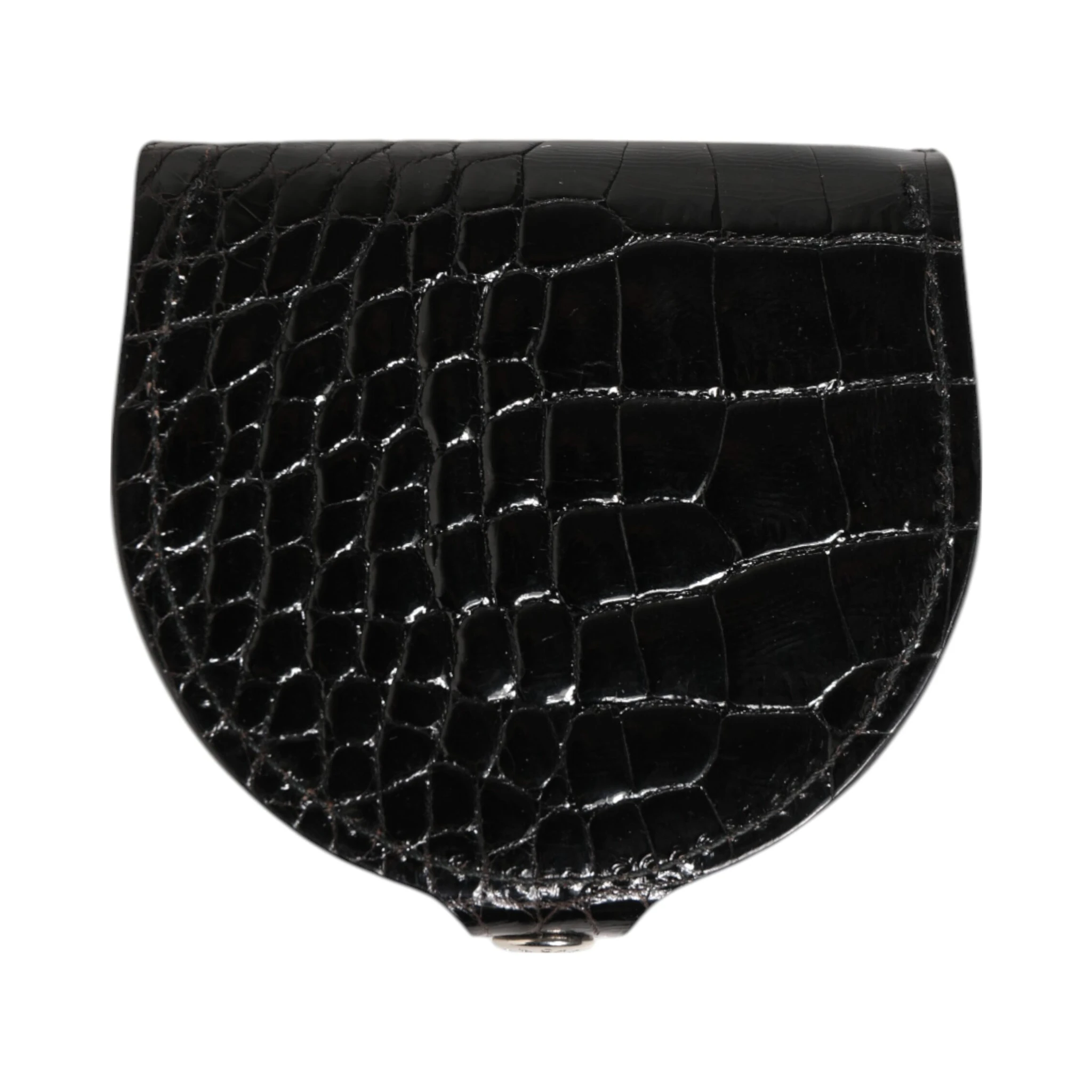 Black Polished Crocodile Leather Mens Coin Purse Wallet