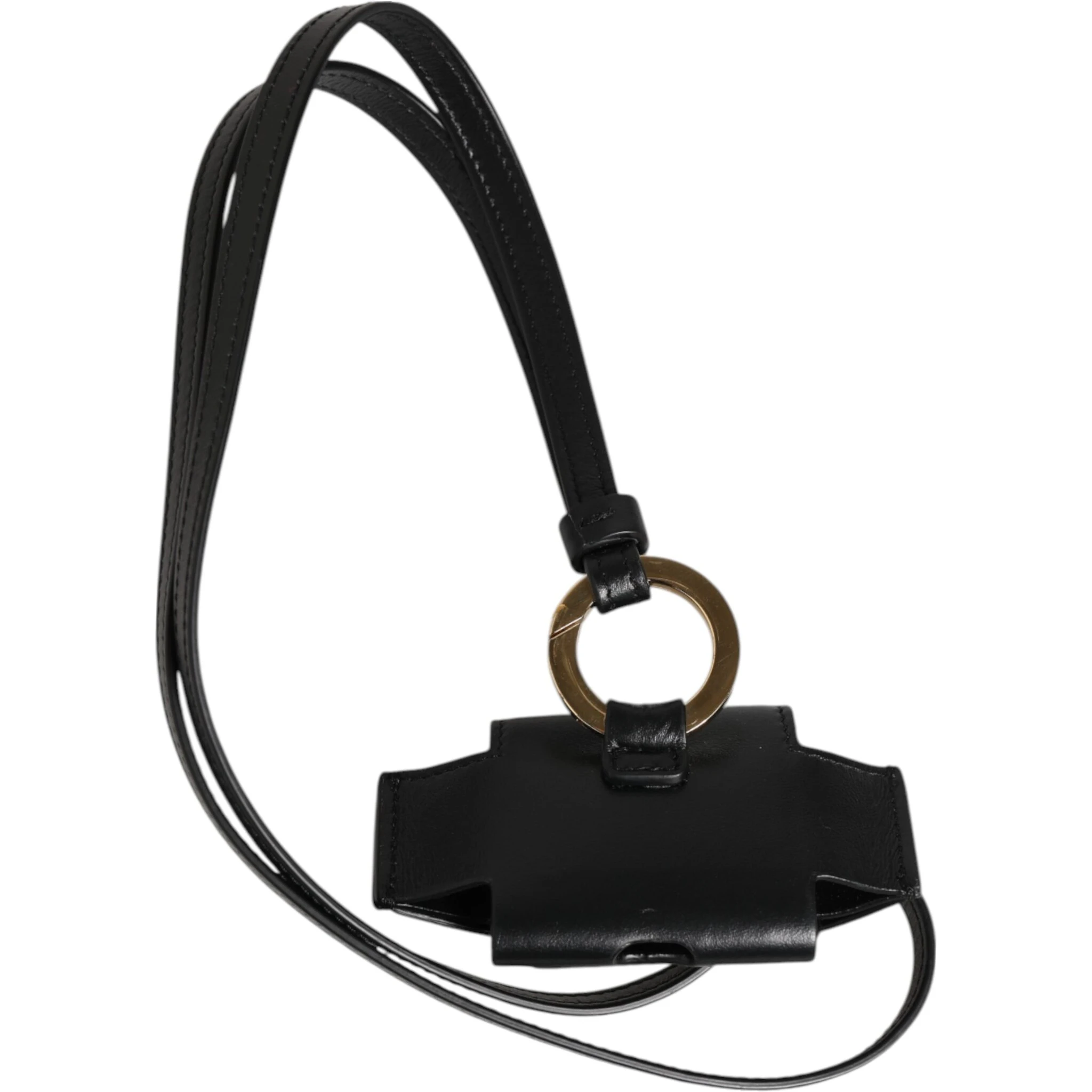 Black Leather Strap Gold Metal DG Logo Plaque Airpods Case