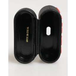 Black Orange Rubber Logo Embossed Accessory Airpods Case