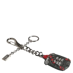 Black Red Military Leather Patch DG Logo Keychain Keyring