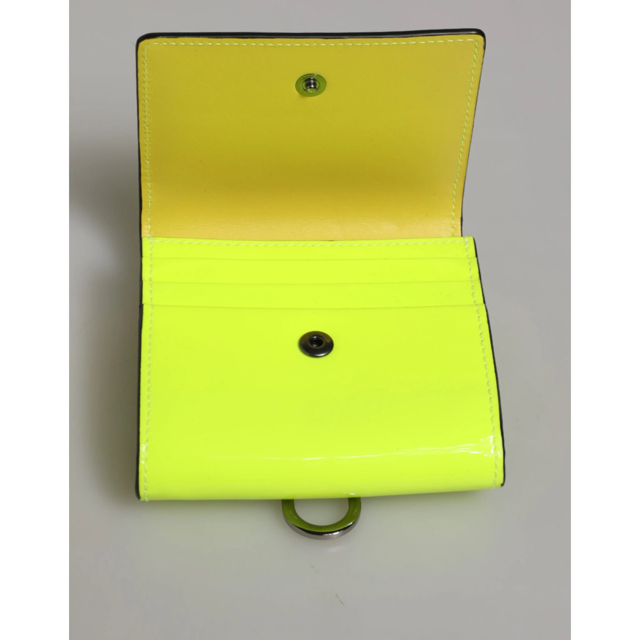 Yellow Green Bifold DG Logo Neck Strap Cardholder Wallet